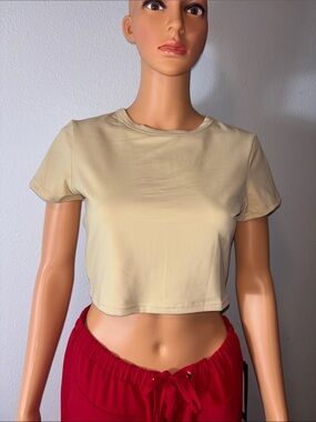 WYNNQUE Cropped Short Sleeve Tee in Cream